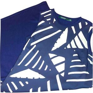 Lauren Ralph Lauren Geometric Dress Women’s S Navy White Business Office Classic